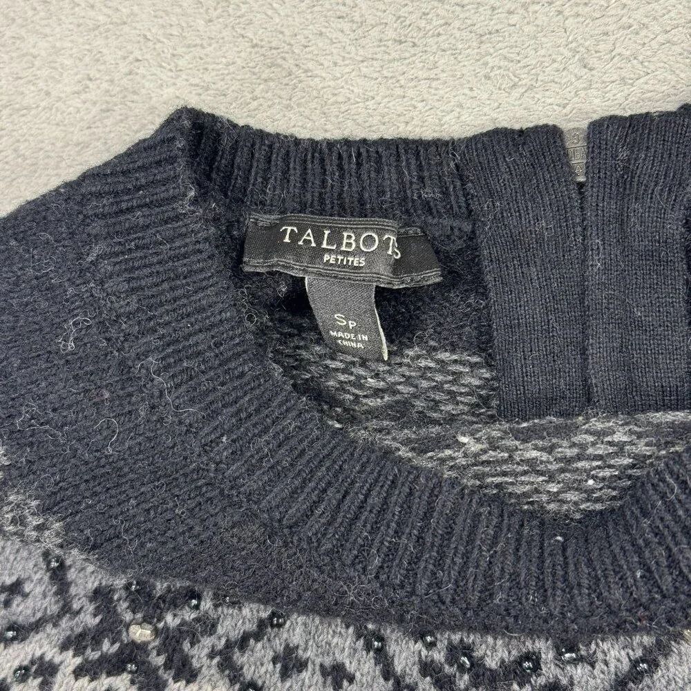 Talbots Speckled Fair Isle Beaded Knit Sweater Winter Nordic Scandi Cottagecore